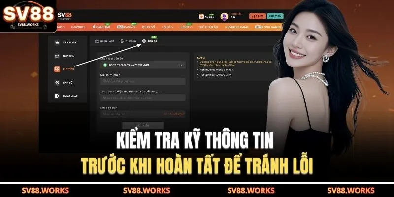 Kiểm tra kỹ thông tin trước khi hoàn tất để tránh lỗi